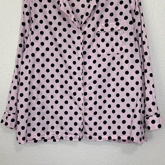 Victoria’s Secret Pink Black Polka Dot Button Down Pajama Top - Picture 7 of 12
